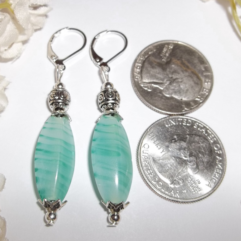 Teal Green Glass Beaded Earring Set Pair NWT 5067 - Picture 2 of 8